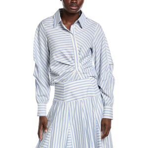 Gracia Womens  Vertical & Horizontal Striped Shirt, White
